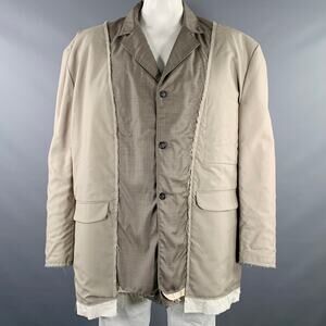 CAMIEL FORTGENS Size L Grey Taupe Color Block Cotton Raw edge Coat